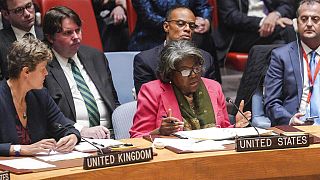Linda Thomas-Greenfield, embajadora de EE. UU. ante la ONU, en la reunión de urgencia del Consejo de Seguridad.