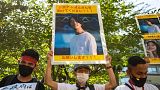 Archives : Manifestation de soutien à Toru Kubota, organisée à Tokyo devant le ministère japonais des Affaires étrangères, le 31 juillet 2022