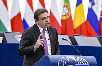  Margarítisz Szkínász bizottsági alelnök az EP-vitán 2022. október 5-én