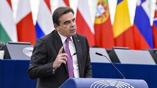  Margarítisz Szkínász bizottsági alelnök az EP-vitán 2022. október 5-én