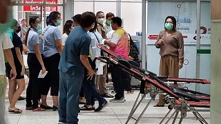 Residents line up to donate blood a the local hospital for victims of the attack.