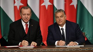 A török elnök és a magyar kormányfő Budapesti találkozóján 2019 novemberében