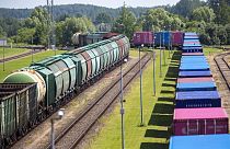 Грузовой поезд в Литве