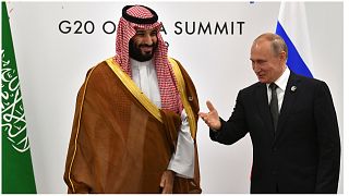 ولي العهد السعودي محمد بن سلمان مع الرئيس الروسي فلاديمير بوتين في قمة جي20 اليابان 21/11/2020
