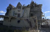 Ein beschädigtes Haus in Lyman