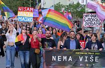Marche des fiertés à Podgorica, Monténégro, le 8 octobre 2022