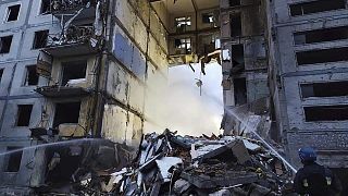 Zerstörte Wohnblocks in Saporischschja 