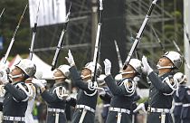 La garde d'honneur taiwanaise lors du défilé militaire de la fête nationale Taïwanaise 