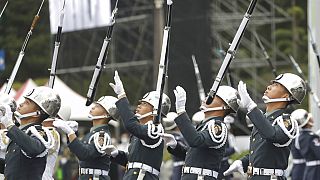 La garde d'honneur taiwanaise lors du défilé militaire de la fête nationale Taïwanaise