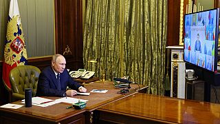 Ο Ρώσος πρόεδρος Βλαντίμιρ Πούτιν κατά τη συνεδρίαση του ρωσικού συμβουλίου ασφαλείας