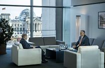 A magyar kormányfő és a német kancellár megbeszélése Berlinben