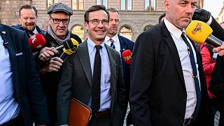 Moderate Party leader Ulf Kristersson arrives to the parliament Riksdagen before his meeting with the Speaker of the parliament in Stockholm 12 October 2022