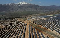 Solar panels soak up the sun's rays at a new photovoltaic park near Kozani, Greece, pictured in August this year.