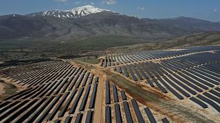 Solar panels soak up the sun's rays at a new photovoltaic park near Kozani, Greece, pictured in August this year.
