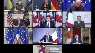 Лидеры стран G7 и Владимир Зеленский на виртуальном саммите