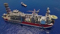 An Energean Floating production storage and offloading (FPSO) ship in the Karish gas field in the Mediterranean Sea, then claimed by Israel and partly by Lebanon.