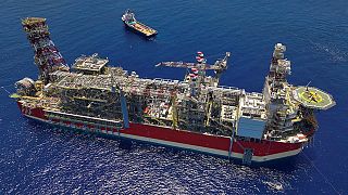 An Energean Floating production storage and offloading (FPSO) ship in the Karish gas field in the Mediterranean Sea, then claimed by Israel and partly by Lebanon. 