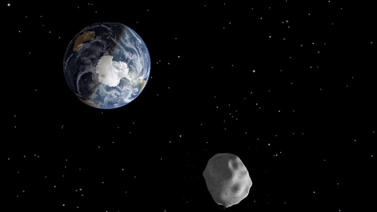 A NASA/JPL-Caltech által közreadott illusztráció a Földről és egy aszteroidáról 2013-ban