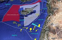 Χάρτης με τις ΑΟΖ της ευρύτερης περιοχής και την υπό διαμάχη περιοχή μεταξύ Λιβάνου και Ισραήλ