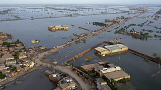 A general view of flooding in southern Pakistan