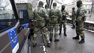 Австрийские войска EUFOR патрулируют Сараево, Босния и Герцеговина. 7 марта 2022.