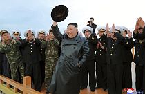 Kim Jong Un en la inauguración de unos invernaderos en Hamgyong, Corea del Norte 10/10/2022