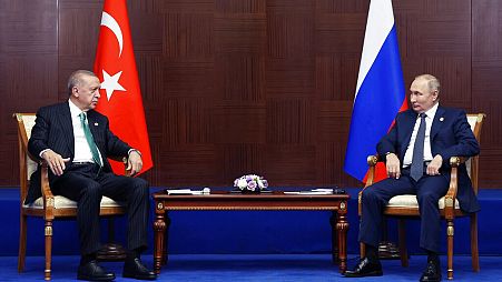 Cumhurbaşkanı Recep Tayyip Erdoğan ve Rusya Devlet Başkanı Vladimir Putin, Astana, 13 Ekim 2022.