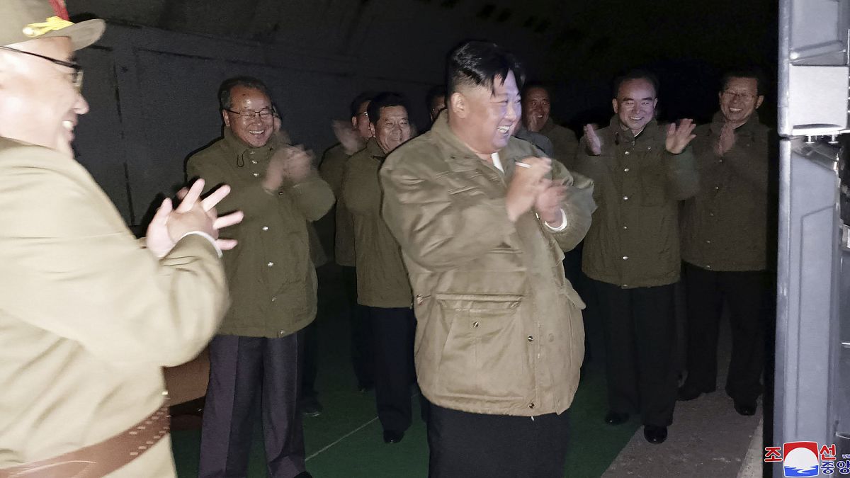 North Korean leader Kim Jong Un supervises tests of long-range cruise missiles at an undisclosed location, 12 October 2022