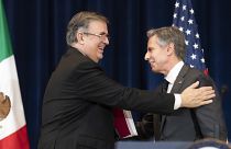 El canciller mexicano, Marcelo Ebrard, y el secretario de Estado estadounidense, Antony Blinken.