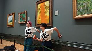 Just Stop Oil climate activists have thrown soup at a Van Gogh painting at the National Gallery