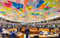 قاعة اجتماعات وزراء مالية منطقة اليورو في مبنى المجلس الأوروبي في بروكسل،  يوليو 2022