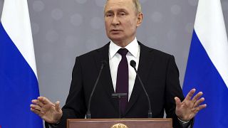 El presidente Vladímir Putin en Astaná, Kazajistán, participando en una cumbre de la Comunidad de Estados Independientes (CEI). El 14 de octubre de 2022.
