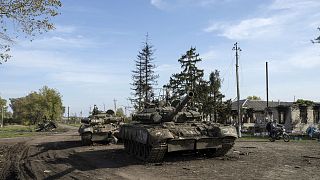 Elhagyott orosz tankok az ukránok által felszabadított Kupianszkban