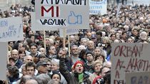Manifestación de profesores en Hungría