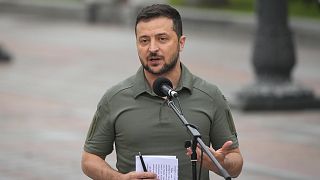 Ukrainian President Volodymyr Zelenskyy, speaks at a press conference in Kyiv in September 2022