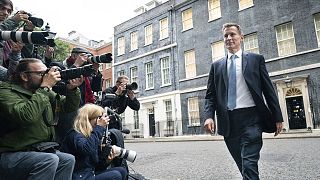 Jeremy Hunt leaves 10 Downing Street in London after he was appointed Chancellor of the Exchequer following the resignation of Kwasi Kwarteng, 14 October 2022
