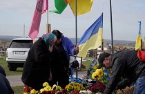Trauer um gefallenen Soldaten in Charkiw in der Ukraine