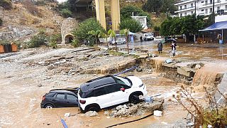 عواصف رعدية شديدة، في قرية باليوكاسترو بجزيرة كريت باليونان،  15 أكتوبر 2022.