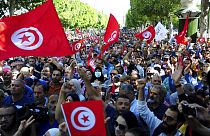 Demonstrierende in Tunis am 15.10.2022