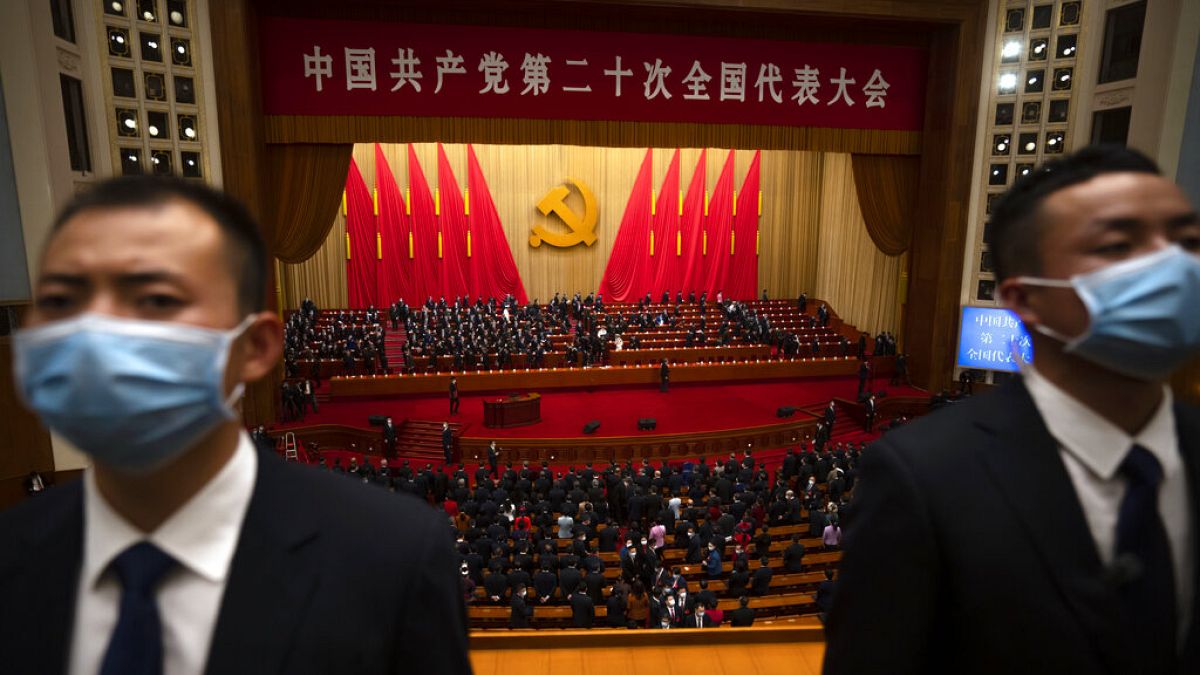 cerimonia di apertura del 20° Congresso nazionale del Partito Comunista al governo cinese presso la Grande Sala del Popolo a Pechino, domenica 16 ottobre 2022.