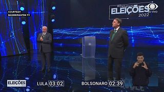 Lula et Jair Bolsonaro lors du débat télévisé (16/10/22)