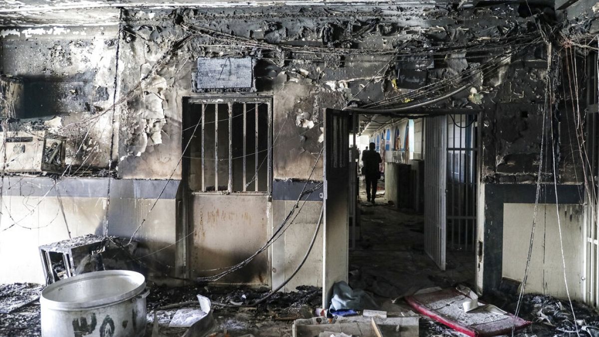Photo released by Mizan News Agency, showing a workshop of Evin prison after a fire in Tehran, Iran, Sunday, Oct. 16, 2022