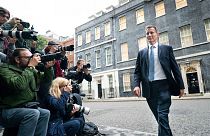 Jeremy Hunt leaves 10 Downing Street in London after he was appointed Chancellor of the Exchequer following the resignation of Kwasi Kwarteng, Friday Oct. 14, 2022.