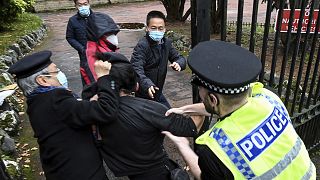 An incident involving a scuffle between a Hong Kong pro-democracy protester and Chinese consulate staff, as a British police officer attempts to intervene on 16 October 2022