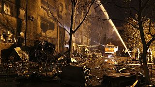 Dégâts causés par le crash d'un avion militaire dans la ville russe de Ieïsk, le 17 octobre 2022