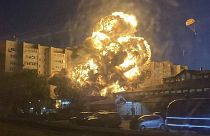 A Russian Su-34 fighter-bomber crashes into a building in Yeysk, Russia, 17 October 2022