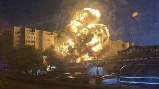 A Russian Su-34 fighter-bomber crashes into a building in Yeysk, Russia, 17 October 2022