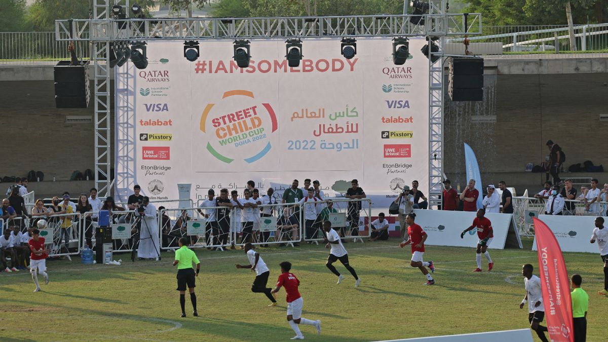 Jelenet a dohai Street Child World Cup egyik mérkőzéséből