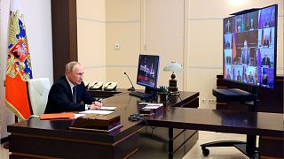 ولادیمیر پوتین در جلسه از راه دور شورای امنیت ملی روسیه