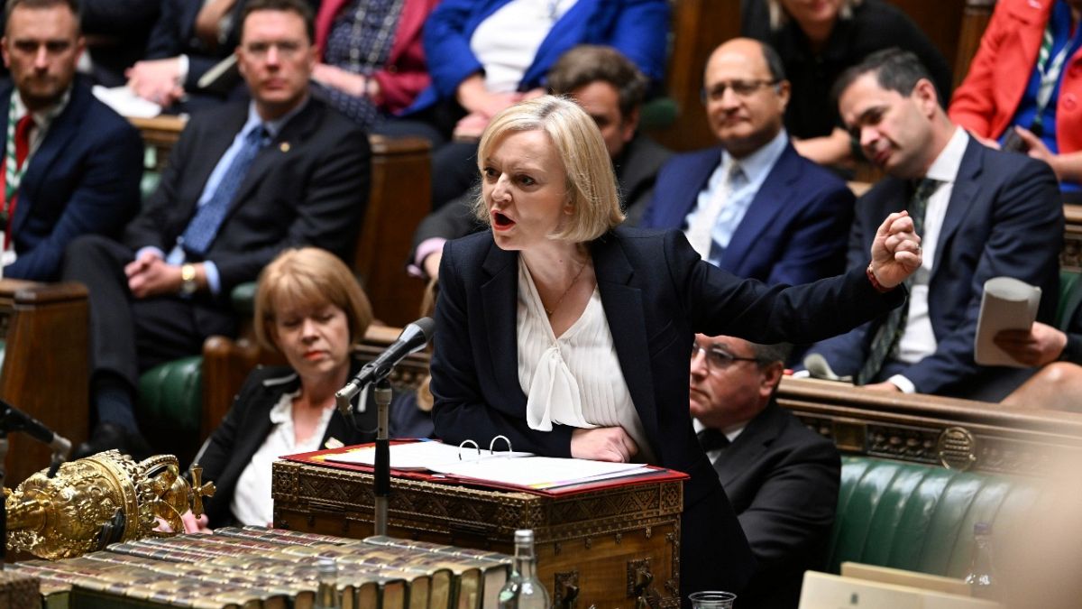 Britain's Prime Minister Liz Truss speaks during Prime Minister's Questions in the House of Commons in London, Wednesday, Oct. 19, 2022.